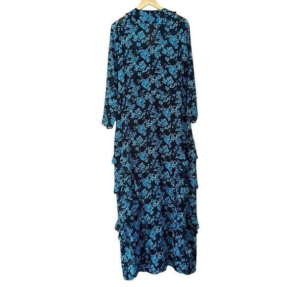 Saloni Izzie Dress Maxi Silk Chiffon Floral Print Semi Sheer Long Sleeve Size 2 - Picture 8 of 15